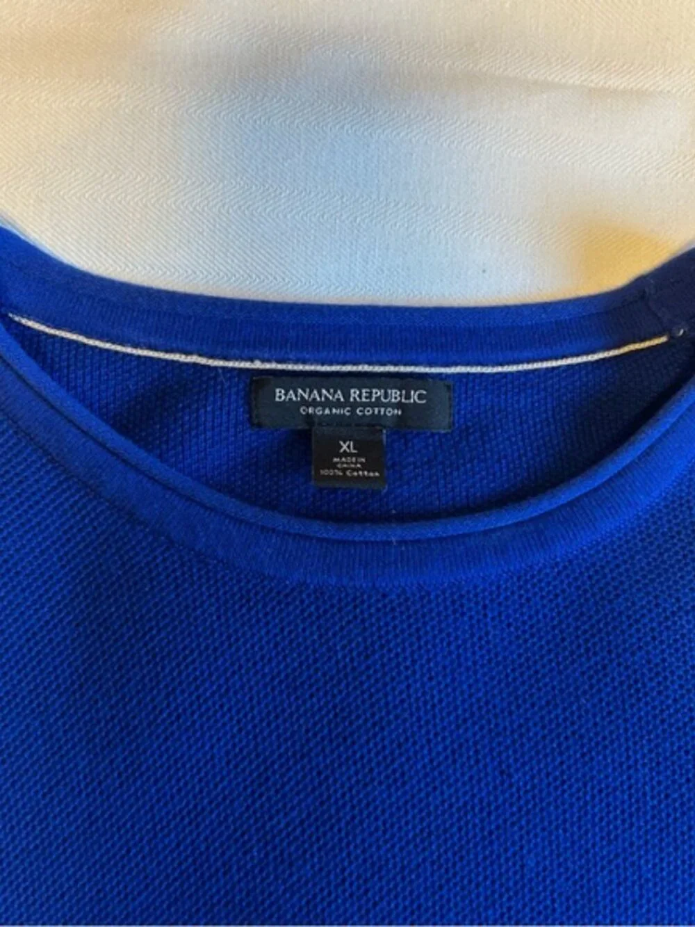Banana Republic Men’s Organic Cotton Honeycomb Crew Sweater | Blue | XL